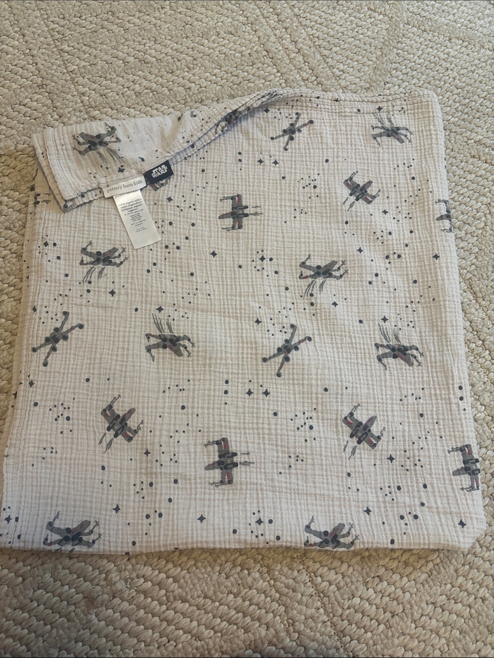 Star Wars Muslin swaddle blanket pottery barn kids spaceships